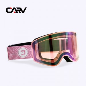 CARV ski goggles for women outdoor double layer anti fog large lens magnetic absorption